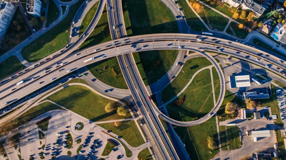 Aerial image of highway and roads