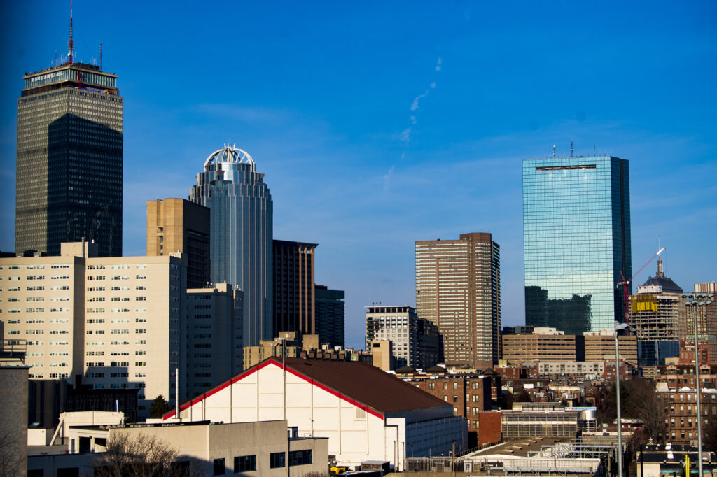 01/06/22 - BOSTON, MA - The view of the Boston skyline from the Columbus Ave parking garage before the snow on Thursday, Jan. 6, 2022. Photo by Alyssa Stone/Northeastern University