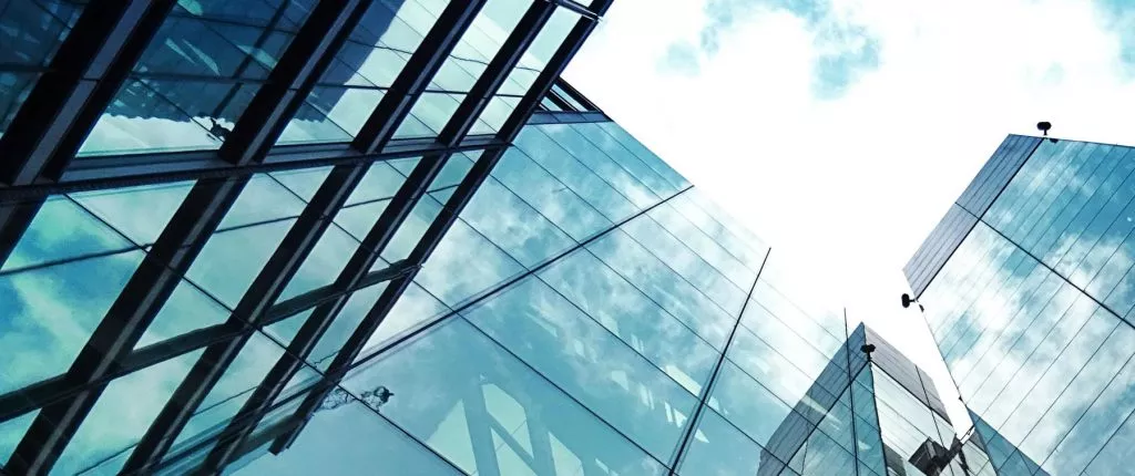 Looking up at skyscraper