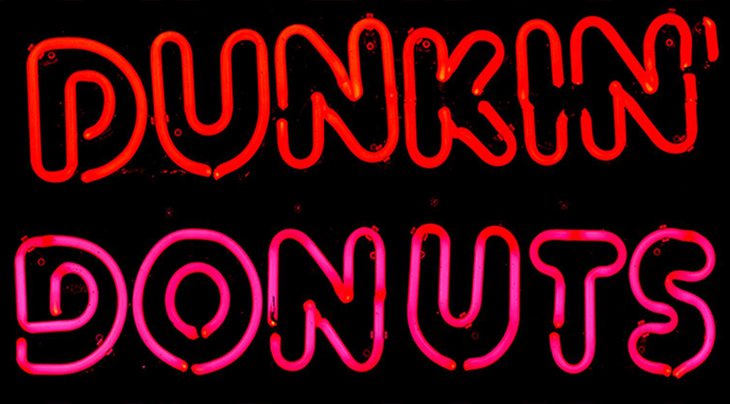 photo of a dunkin donuts neon light sign