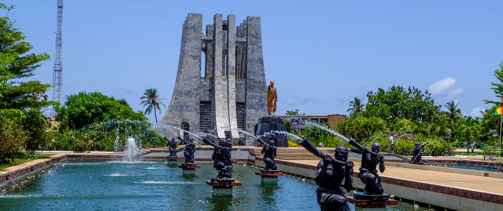 male statues in fountain Accra, Ghana