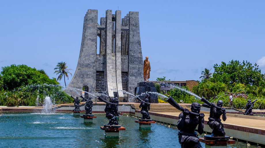 male statues in fountain Accra, Ghana