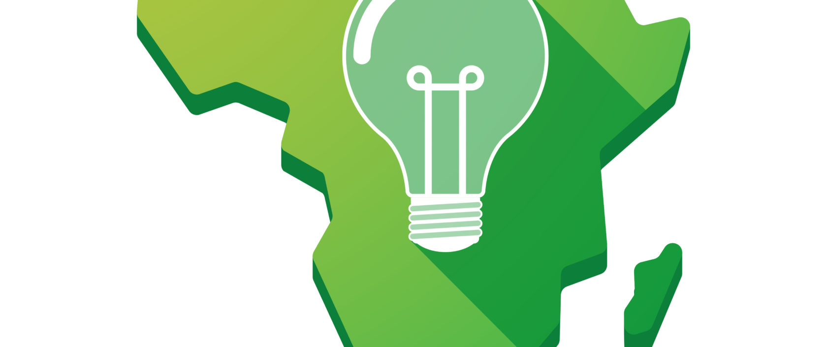 graphic depicting Africa in various shades of green with a light bulb in the center