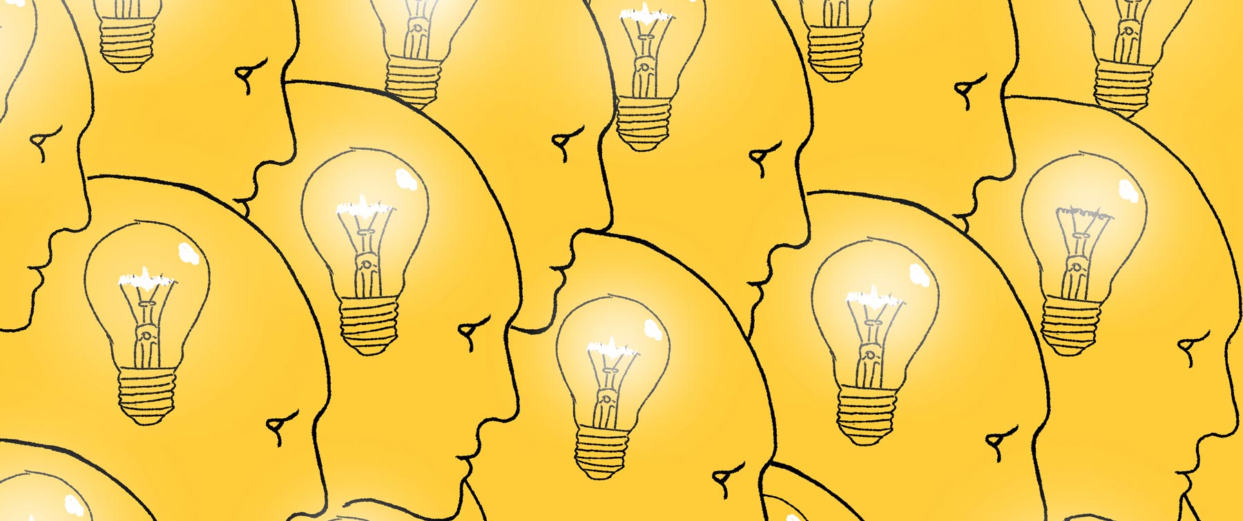 Light bulbs and collective intelligence illustrated