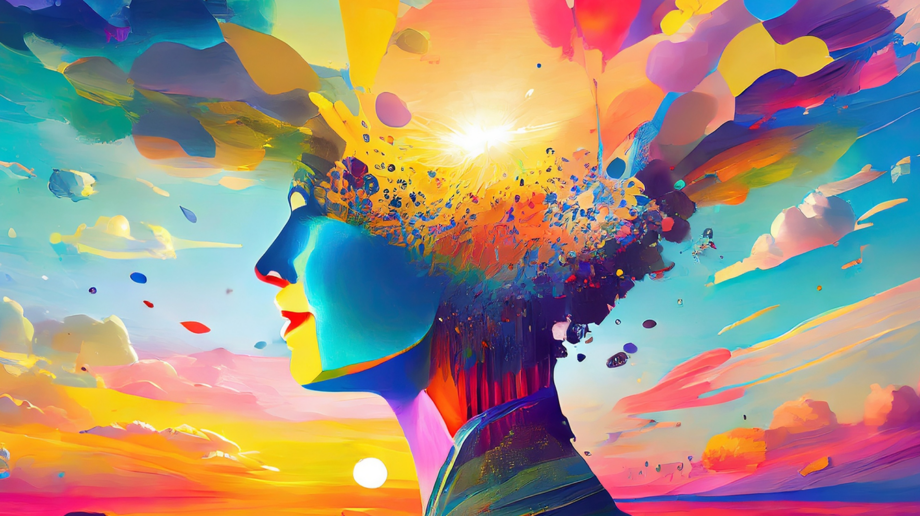 Abstract person with sunrise head