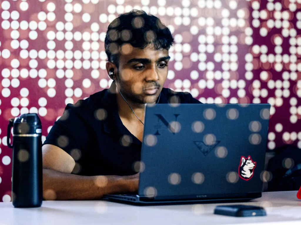 Student working on laptop