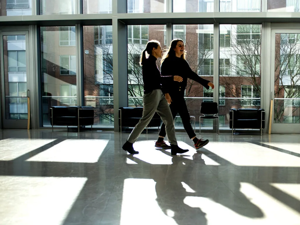 Two students walking