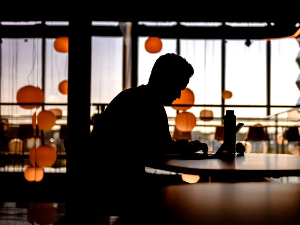 Student in silhouette