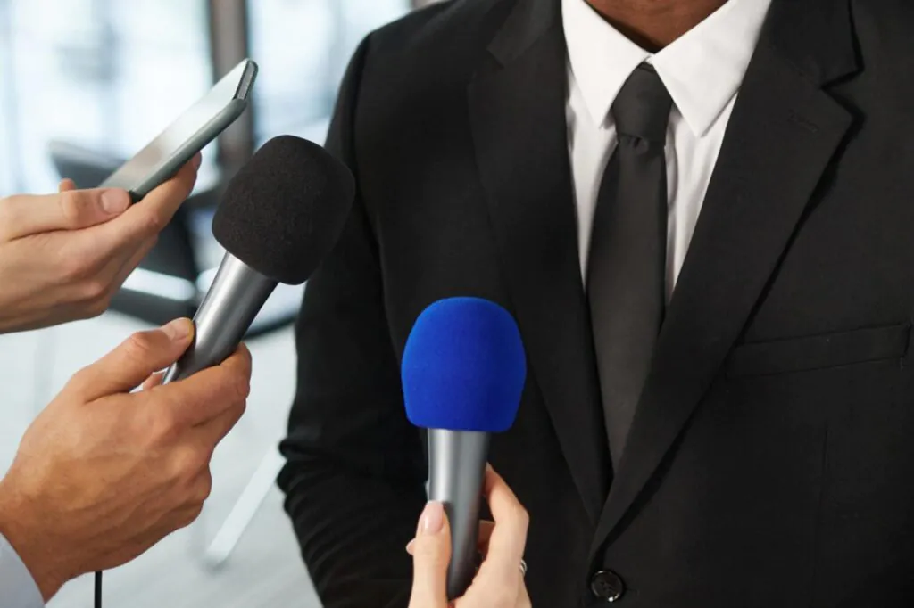 Man interviewed by press